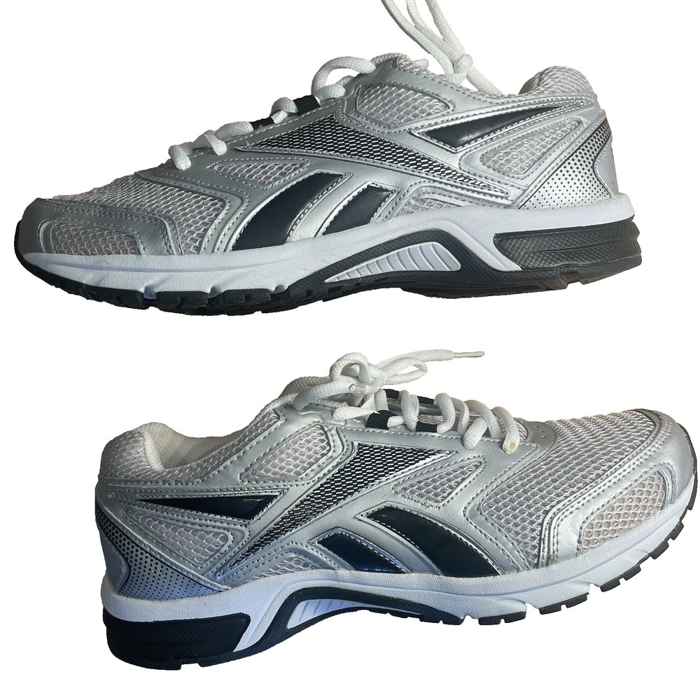 Reebok Pheehan Mens 10 4E X-WIDE Running Shoes Sneakers Silver White Black *READ